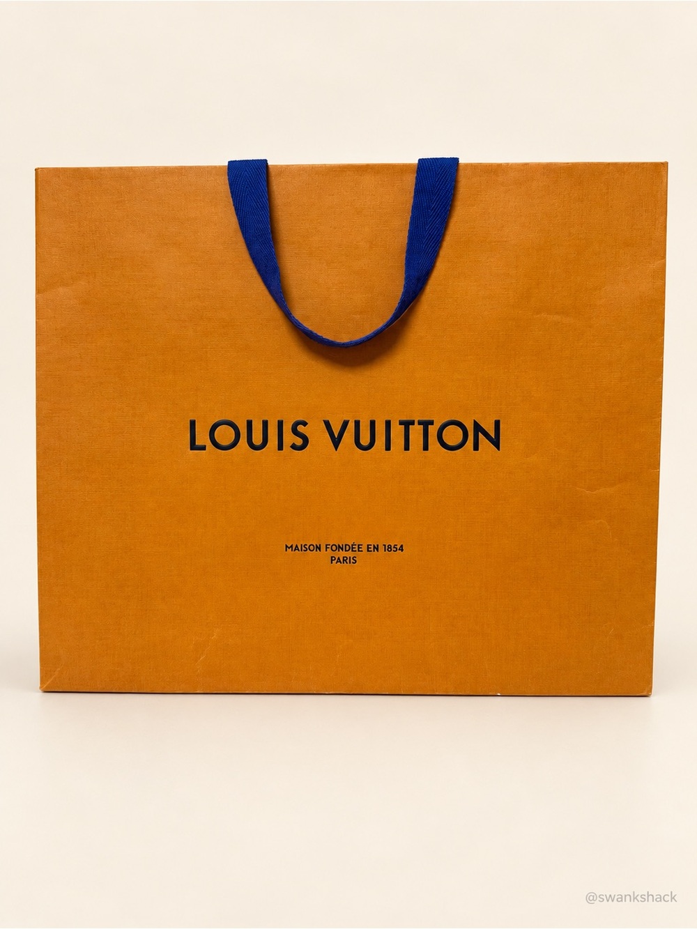 Louis Vuitton Orange Shopping Gift Bag Blue Handles 15.75”